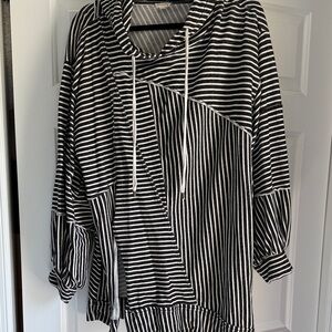 Pilcro Black & White Striped Hoodie